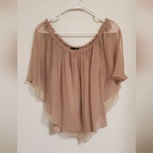 Vintage Y2K Street Magic Tan Women's Flowy Blouse Boho Fairy Whimsy